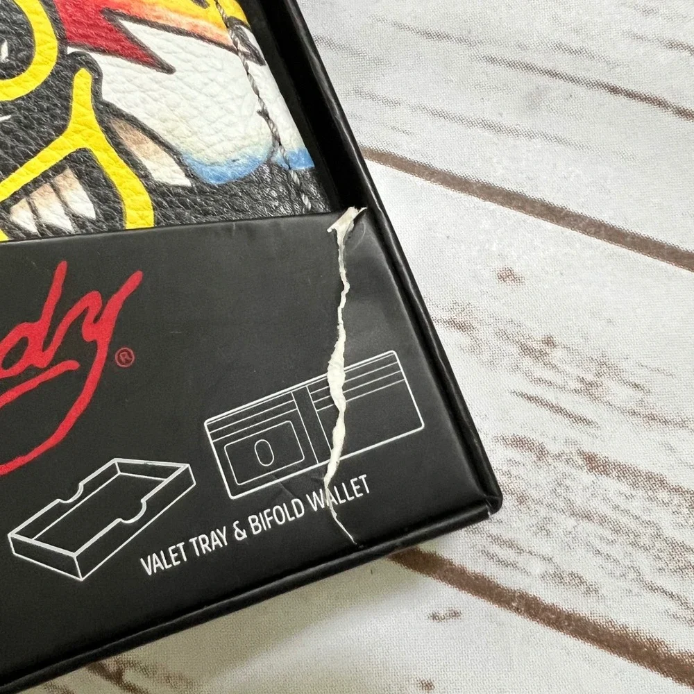 Ed Hardy Bifold Wallet Black Eagle Tattoo Graphic Valet Tray Set OS